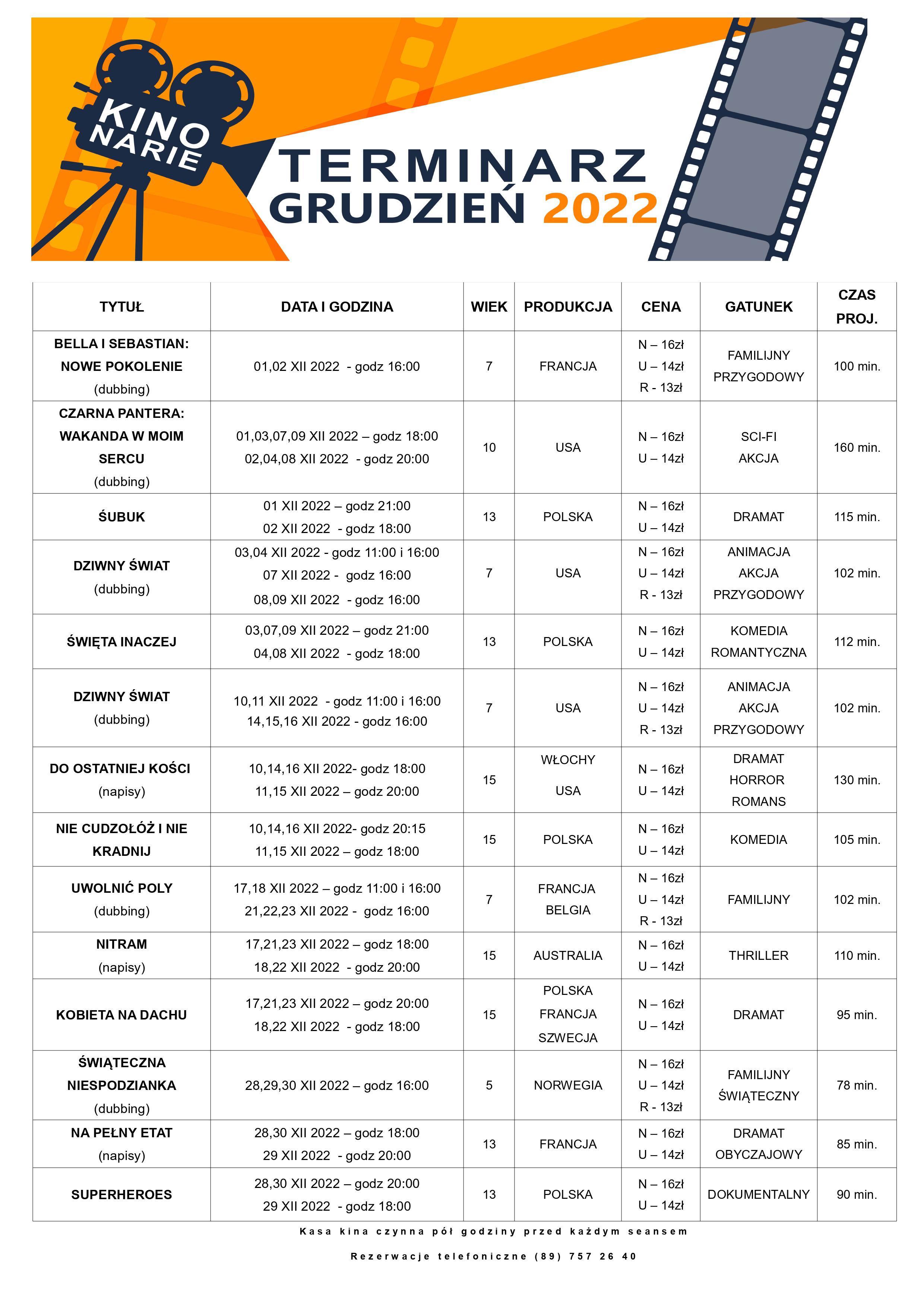 Kino Grudzien 2022 nowy